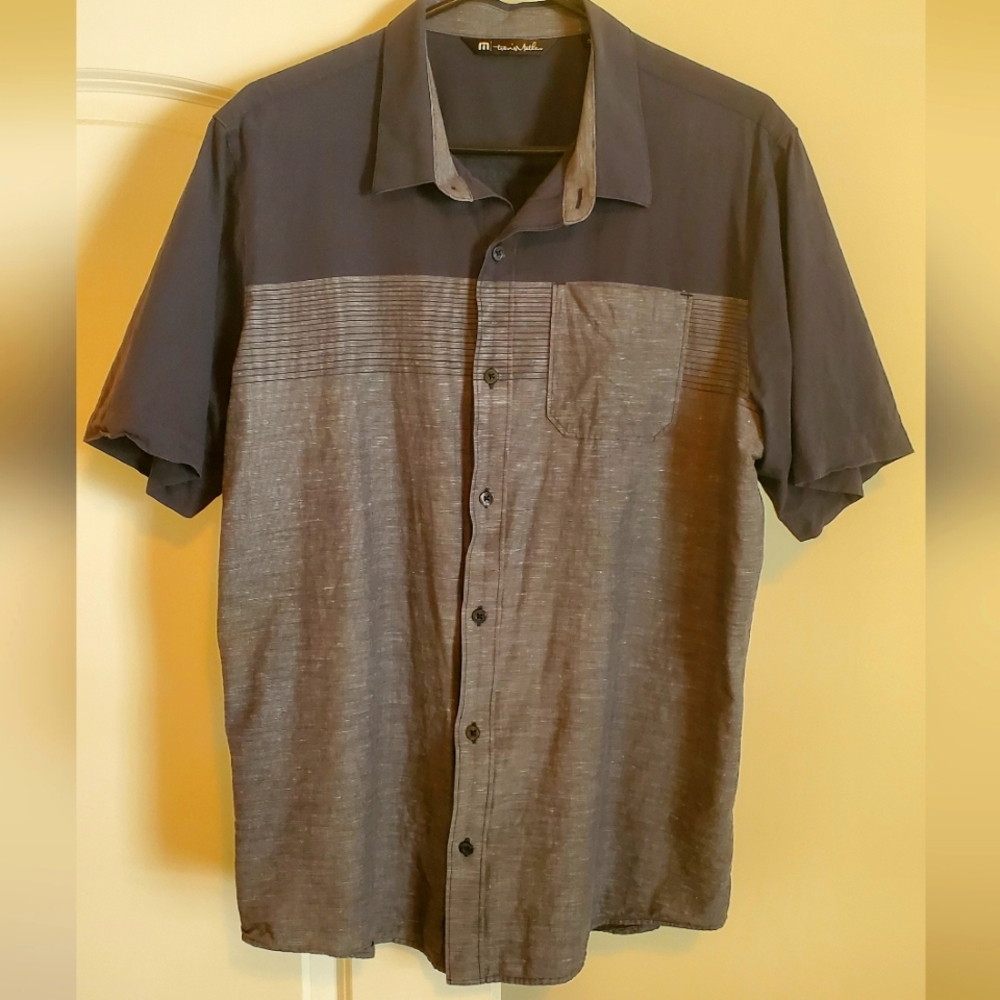 Travis Mathew Men's Blue Button-Up Shirt
